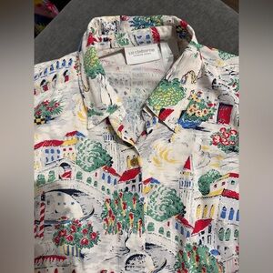 Vintage Liz Claiborne 100% silk scenic Print Shirt M